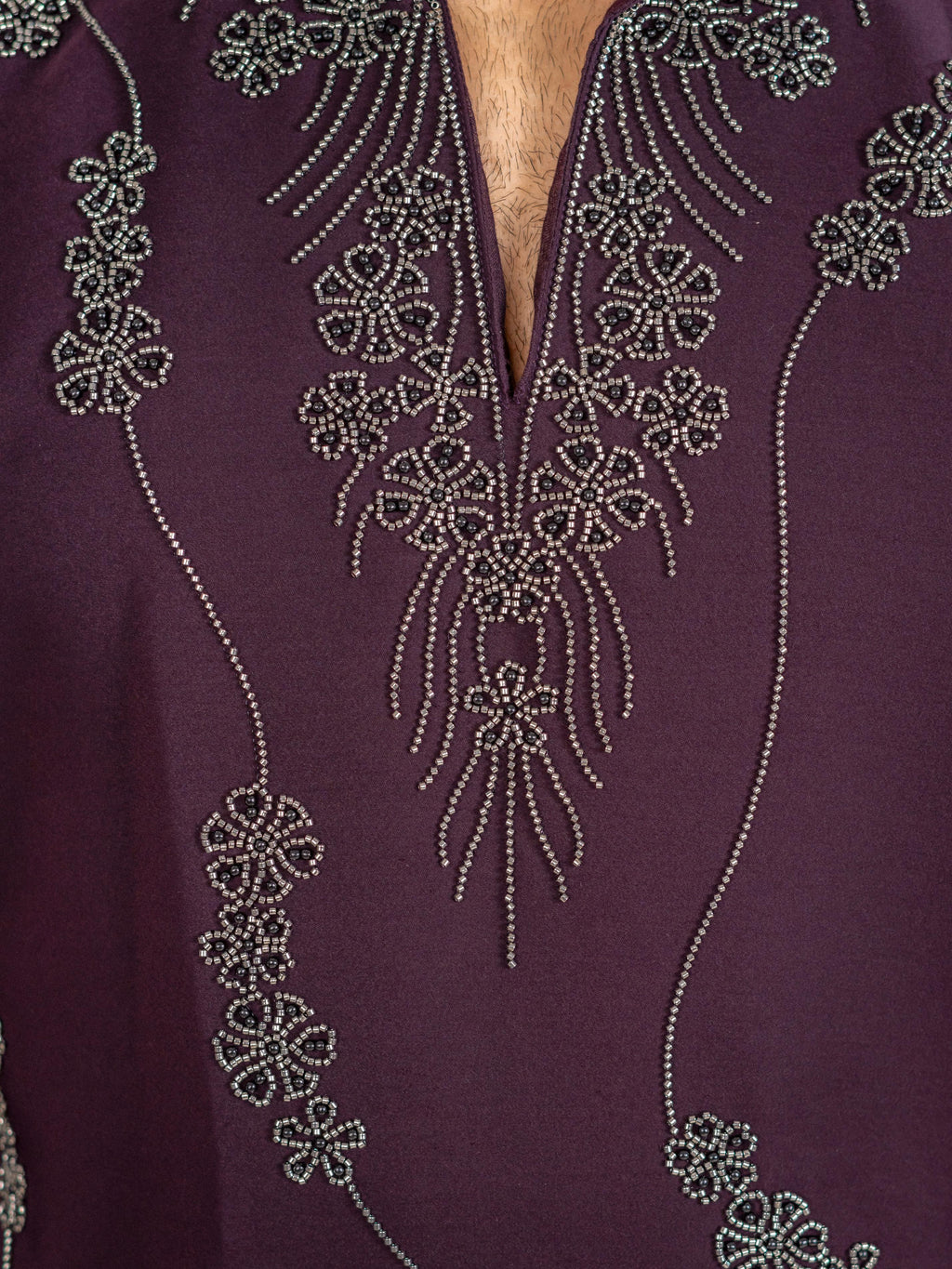 Dark Purple Armani Beads Mens Kurta Set | Tulip Designer
