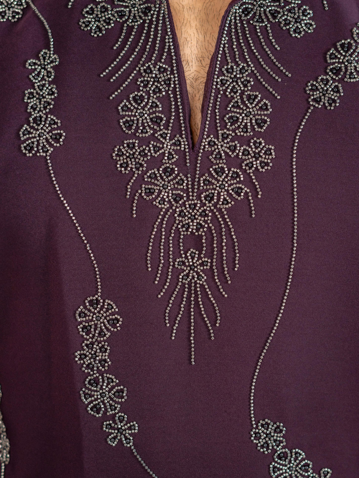 Dark Purple Armani Beads Mens Kurta Set | Tulip Designer