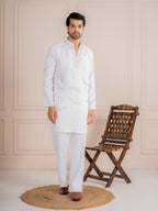 Elegant White Armani Beads  Kurta Set | Tulip Designer