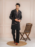 Black Japanese Armani Beads Kurta Set | Tulip Designer