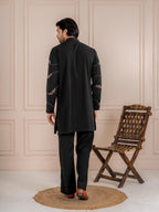 Black Japanese Armani Beads Kurta Set | Tulip Designer