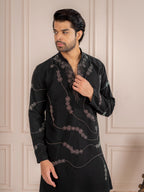 Black Japanese Armani Beads Kurta Set | Tulip Designer