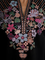 Black Japanese Armani Embroidered Kurta Set | Tulip Designer