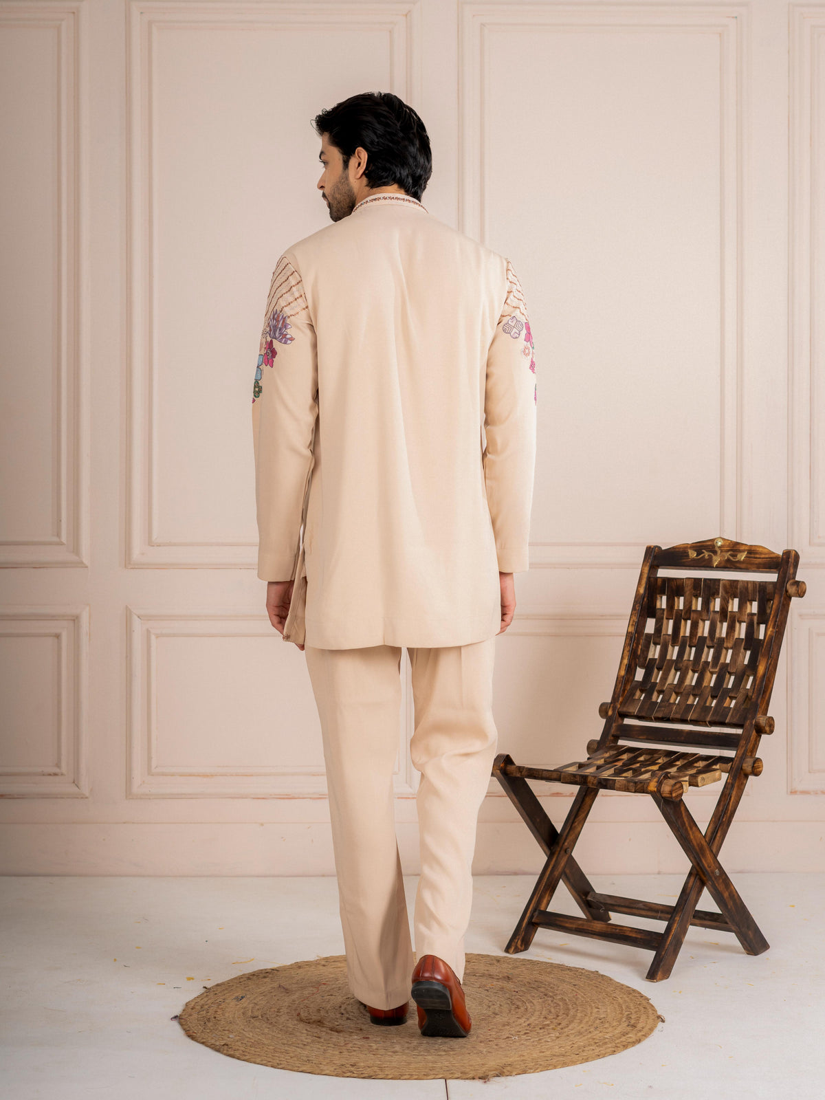 Cream Armani Thread Sequence Kurta For Men| Tulip Designer