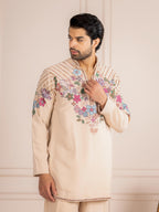 Cream Armani Thread Sequence Kurta For Men| Tulip Designer