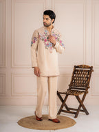 Cream Armani Thread Sequence Kurta For Men| Tulip Designer