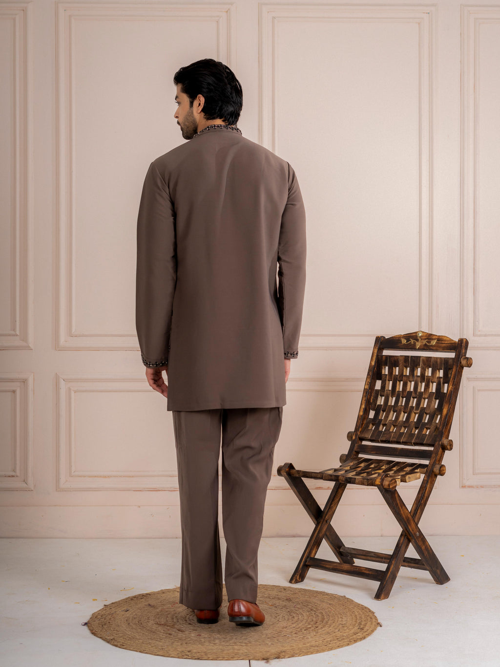 Brown Japanese Armani Beads Mens Kurta | Tulip Designer