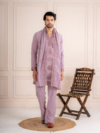 Timeless Lavender Japanese Lachka Traditional Kurta Dupatta Set