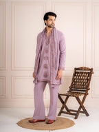 Timeless Lavender Japanese Lachka Traditional Kurta Dupatta Set