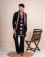 Elegant Black Japanese Lachka Embroidered Kurta Dupatta Set