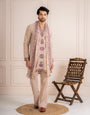 Royal Beige Japanese Lachka Festive Kurta Dupatta Set For Men