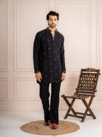 Black Japanese Armani Beads Kurta For Men | Tulip Designer