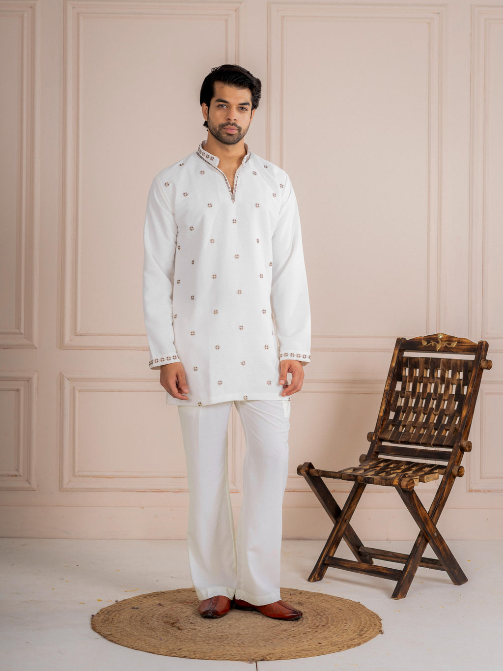 Luxury White Japanese Armani Beads Mens Kurta | Tulip Designer