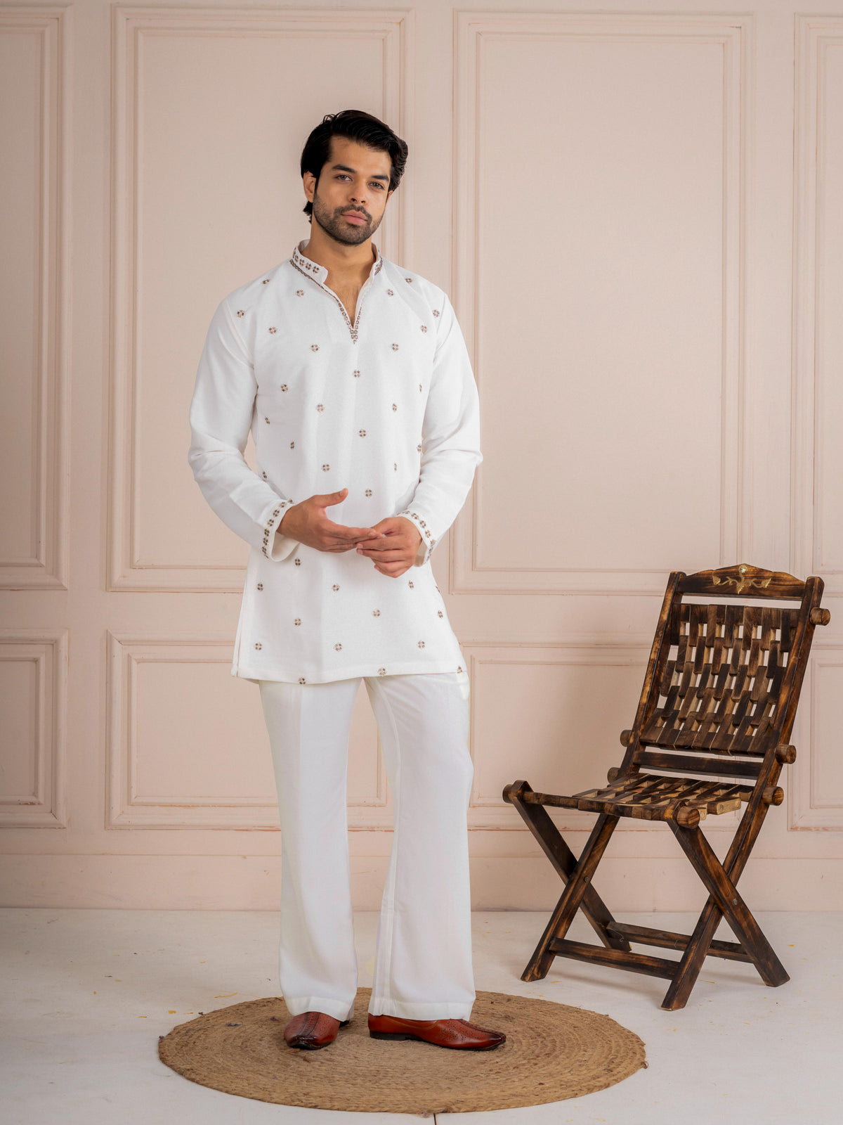 Luxury White Japanese Armani Beads Mens Kurta | Tulip Designer