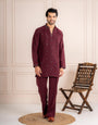Wine Japanese Armani Fancy Beads Kurta Set  | Tulip Designer