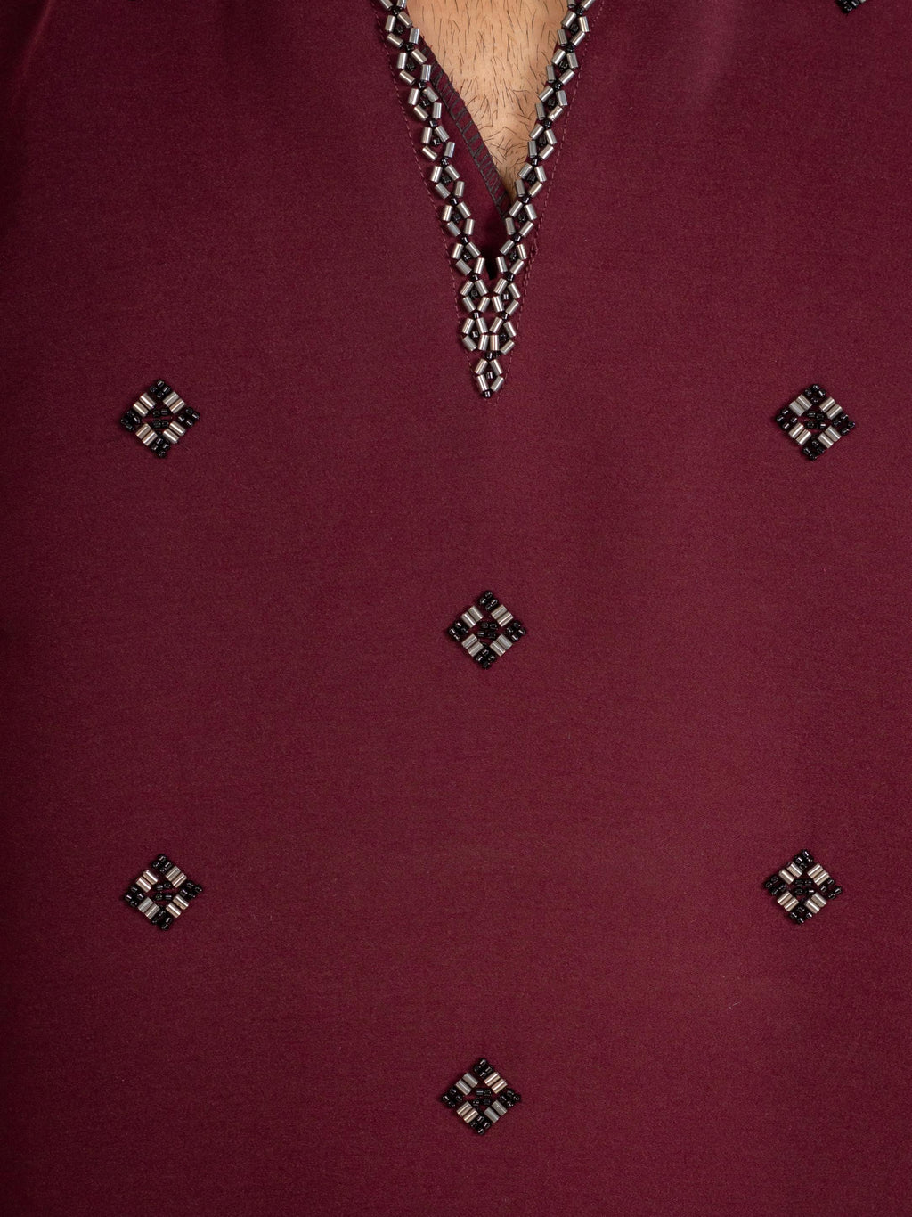Wine Japanese Armani Fancy Beads Kurta Set  | Tulip Designer