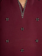 Wine Japanese Armani Fancy Beads Kurta Set  | Tulip Designer