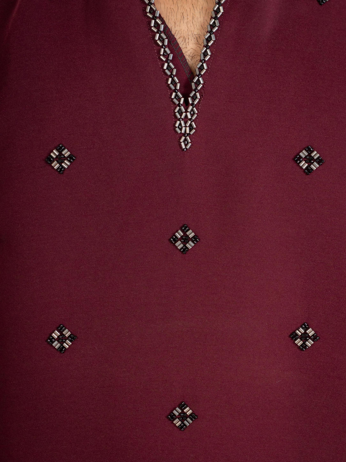 Wine Japanese Armani Fancy Beads Kurta Set  | Tulip Designer