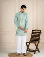 Sea Green Tissue Beads Kurta Set | Tulip Designer