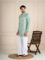 Sea Green Tissue Beads Kurta Set | Tulip Designer