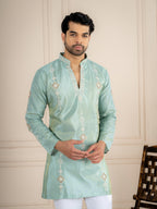 Sea Green Tissue Beads Kurta Set | Tulip Designer