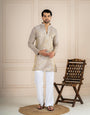 Light Beige Tissue Cutdana Kurta Set | Tulip Designer
