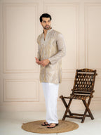 Light Beige Tissue Cutdana Kurta Set | Tulip Designer