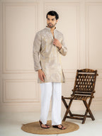 Light Beige Tissue Cutdana Kurta Set | Tulip Designer