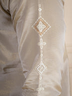 Light Beige Tissue Cutdana Kurta Set | Tulip Designer