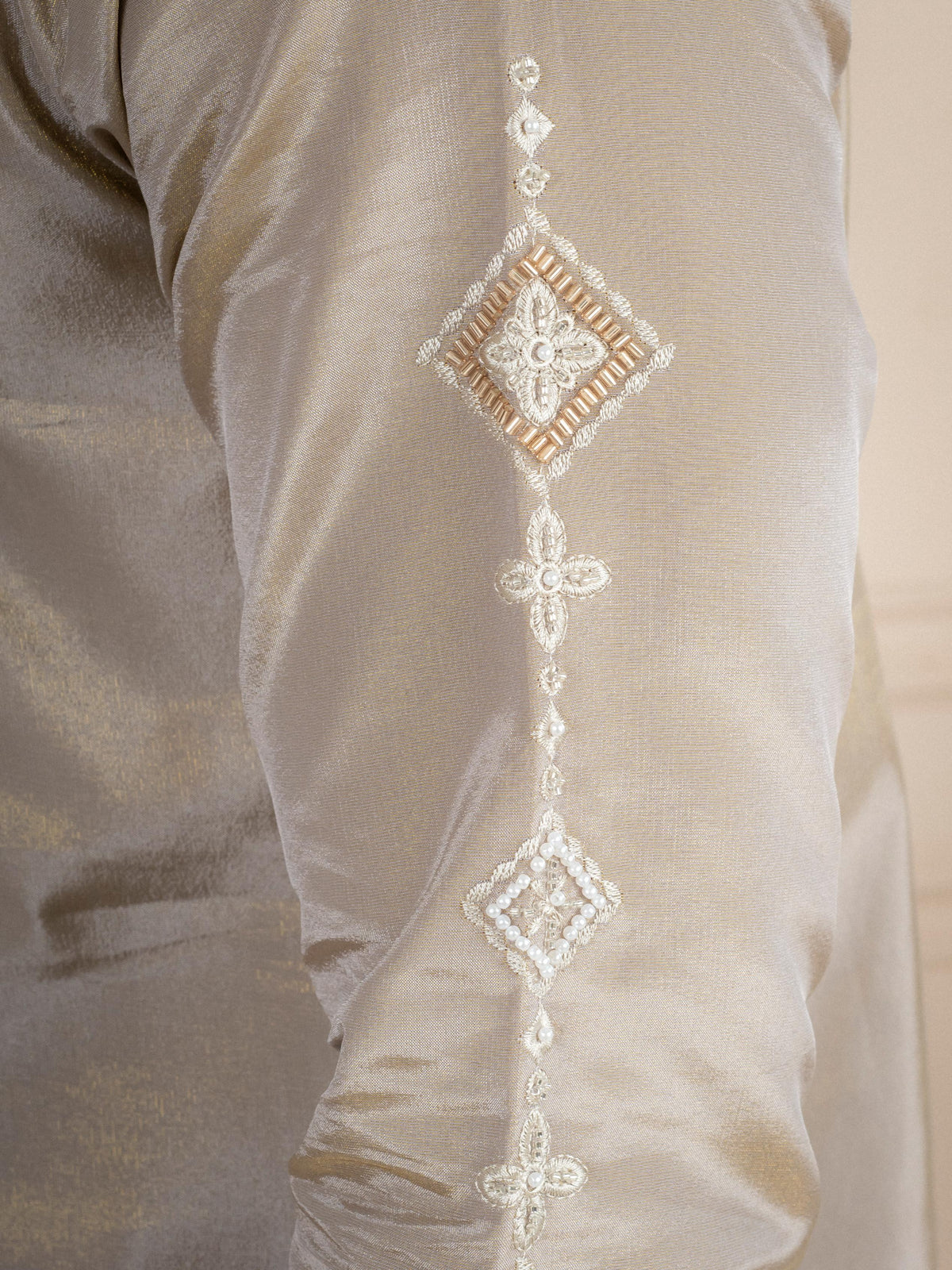 Light Beige Tissue Cutdana Kurta Set | Tulip Designer