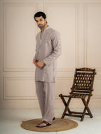 Gray Japanese Lachka Cutdana Kurta Set | Tulip Designer