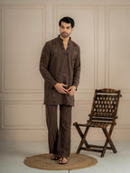 Brown Armani Lachka Beads Kurta Set For Men | Tulip Designer