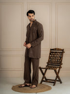 Brown Armani Lachka Beads Kurta Set For Men | Tulip Designer