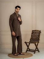 Brown Armani Lachka Beads Kurta Set For Men | Tulip Designer