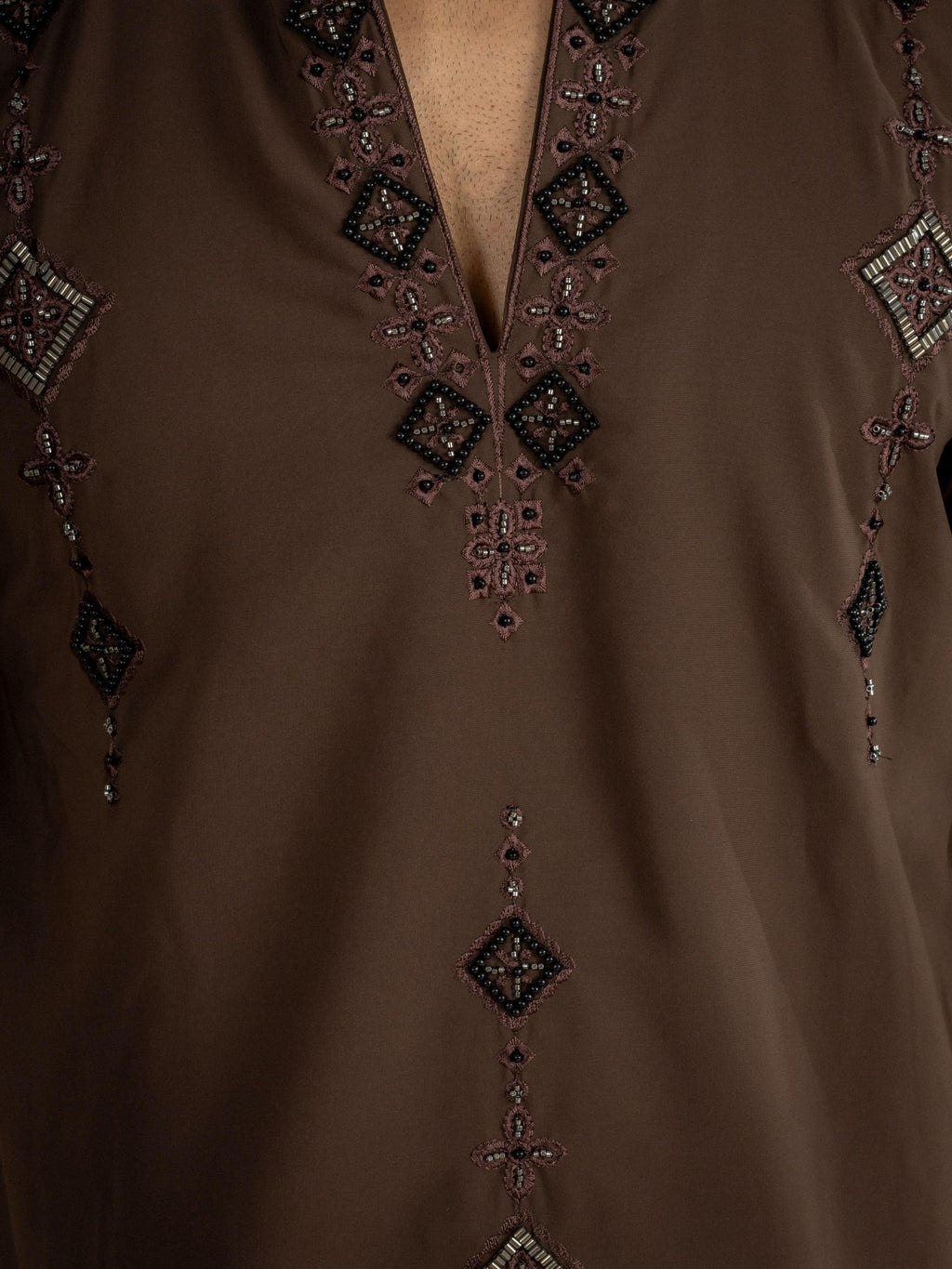 Brown Armani Lachka Beads Kurta Set For Men | Tulip Designer