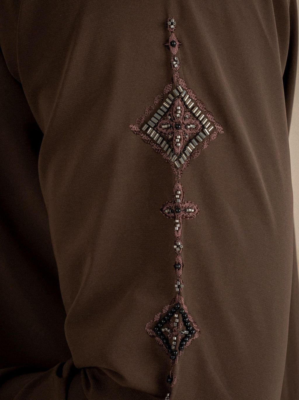 Brown Armani Lachka Beads Kurta Set For Men | Tulip Designer