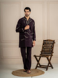 Dark Purple Armani Beads Mens Kurta Set | Tulip Designer