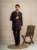 Dark Purple Armani Beads Mens Kurta Set | Tulip Designer