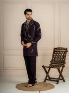 Dark Purple Armani Beads Mens Kurta Set | Tulip Designer