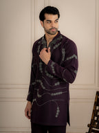 Dark Purple Armani Beads Mens Kurta Set | Tulip Designer