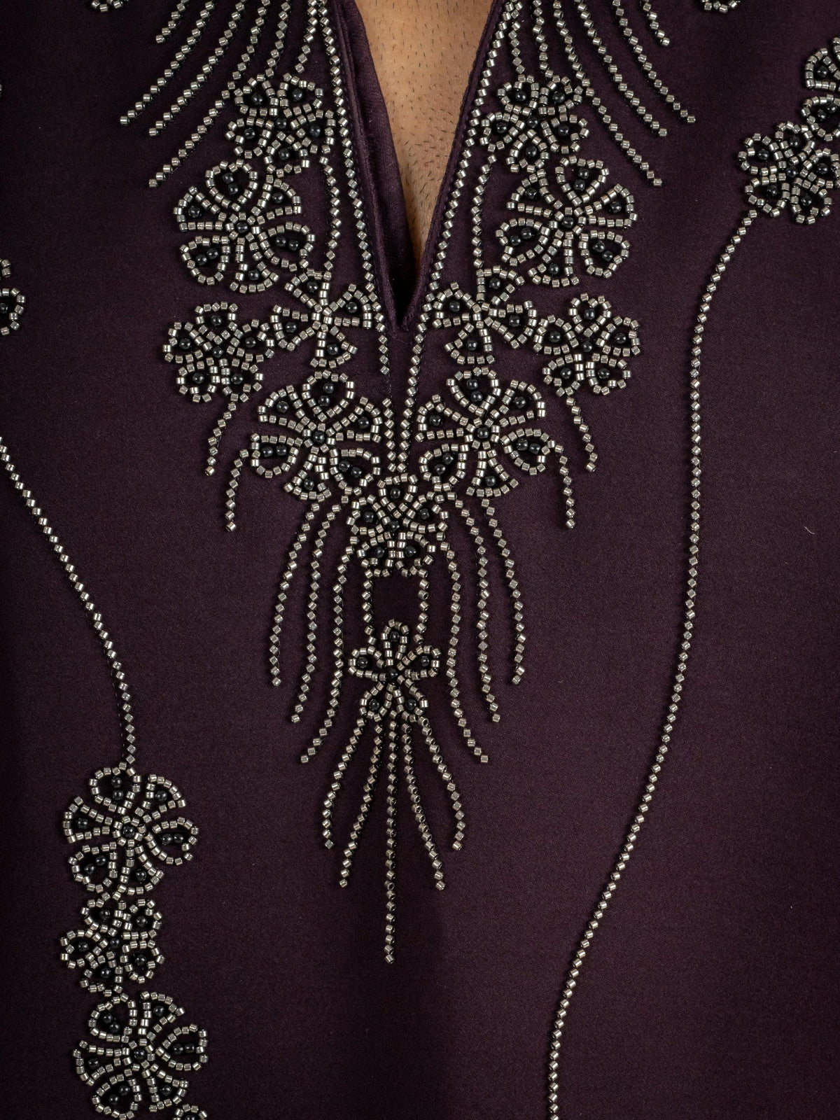 Dark Purple Armani Beads Mens Kurta Set | Tulip Designer