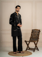 Black Japanese Armani Beads Kurta Set | Tulip Designer