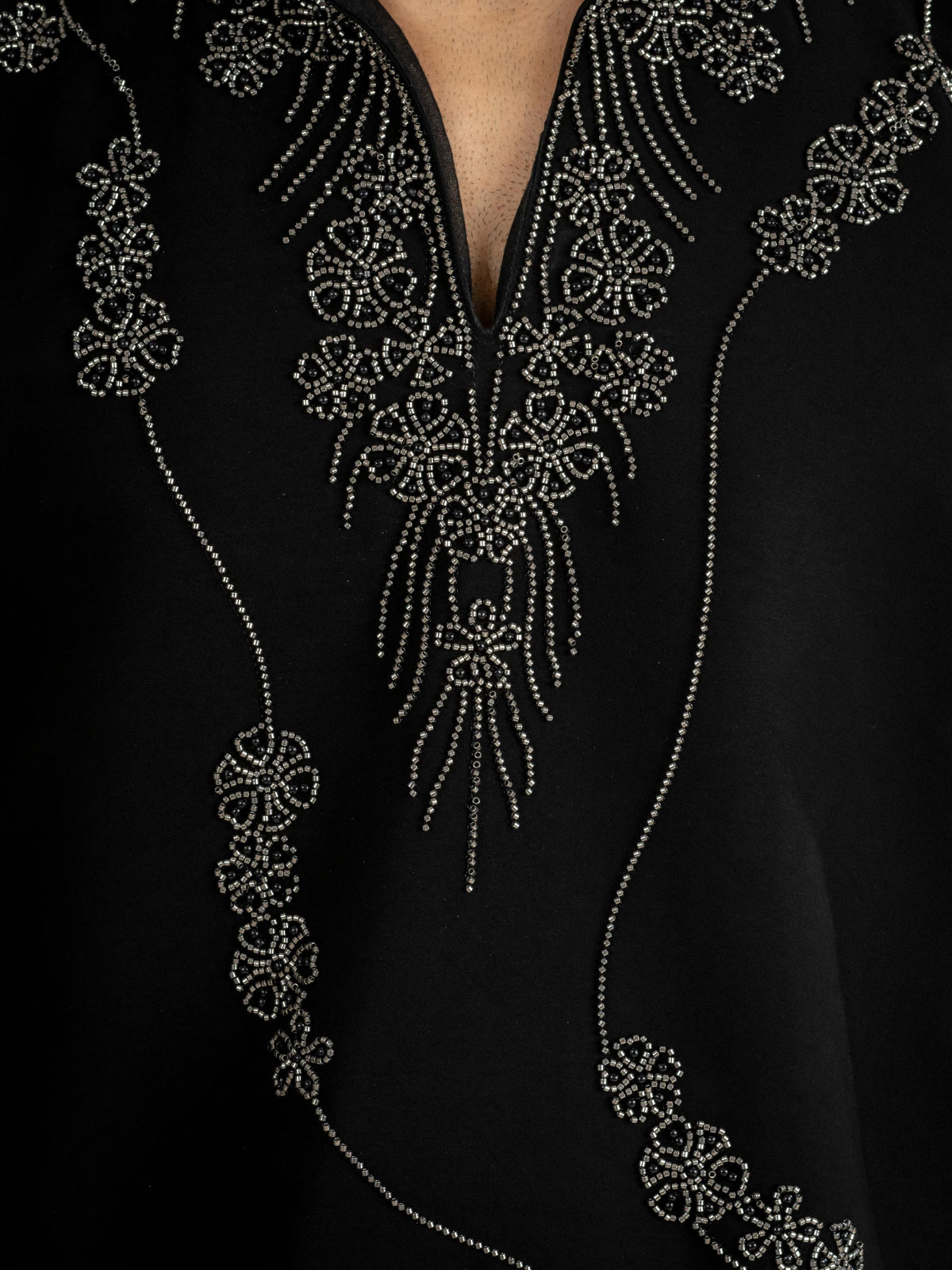 Black Japanese Armani Beads Kurta Set | Tulip Designer