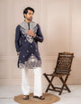 Dark Blue Silk Thread Kurta For Men | Tulip Designer