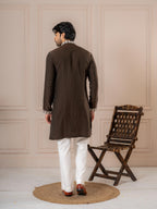 Bold Brown Silk Embroidered Kurta Set | Tulip Designer
