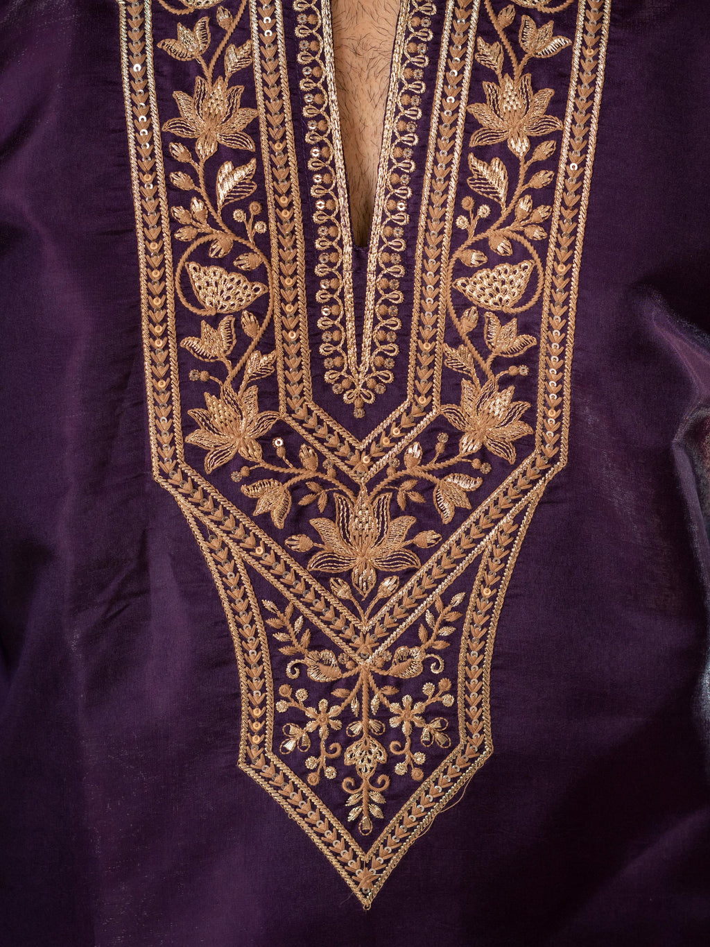 Purple Roman Silk Embroidered Kurta Set | Tulip Designer