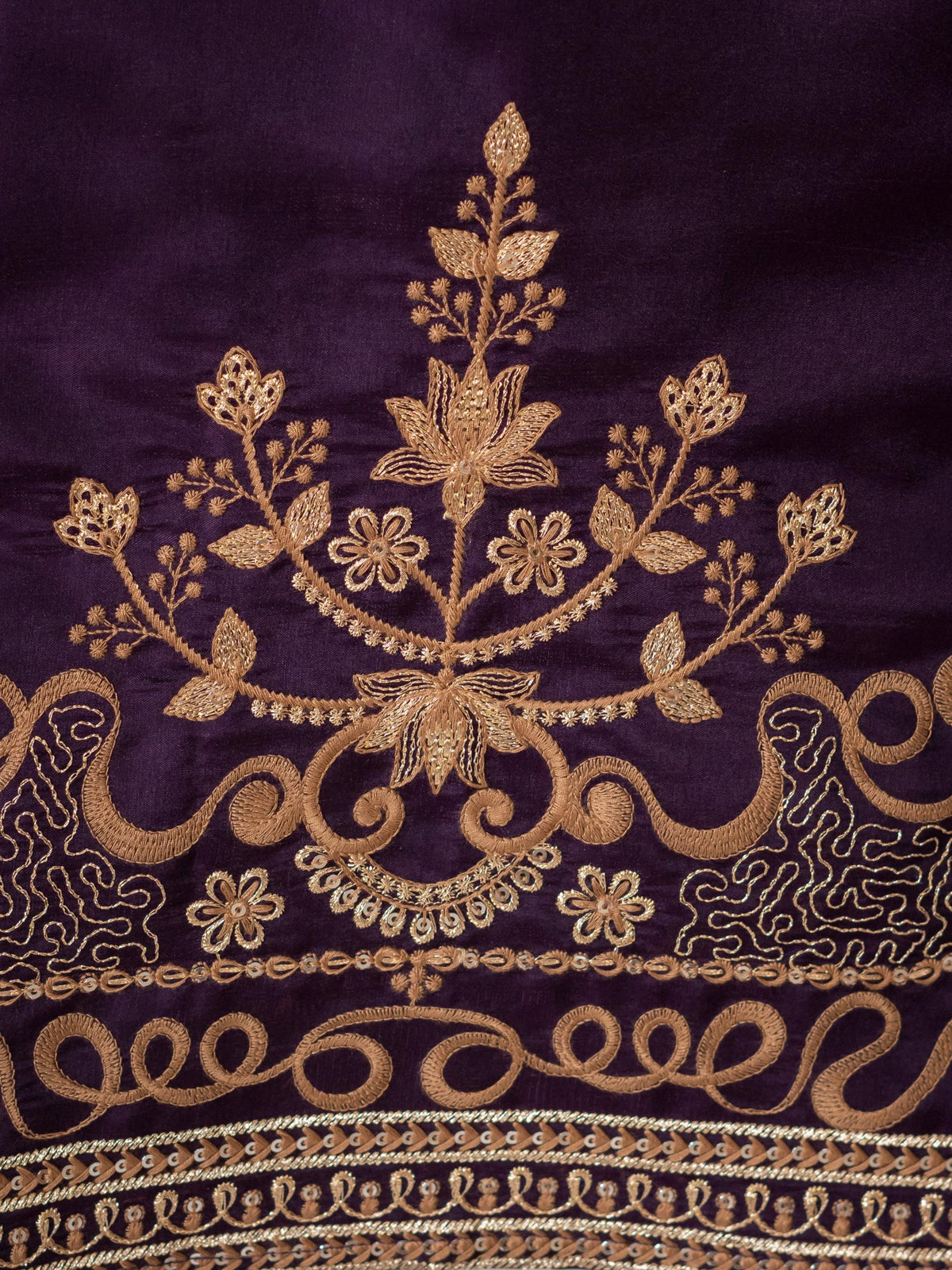 Purple Roman Silk Embroidered Kurta Set | Tulip Designer