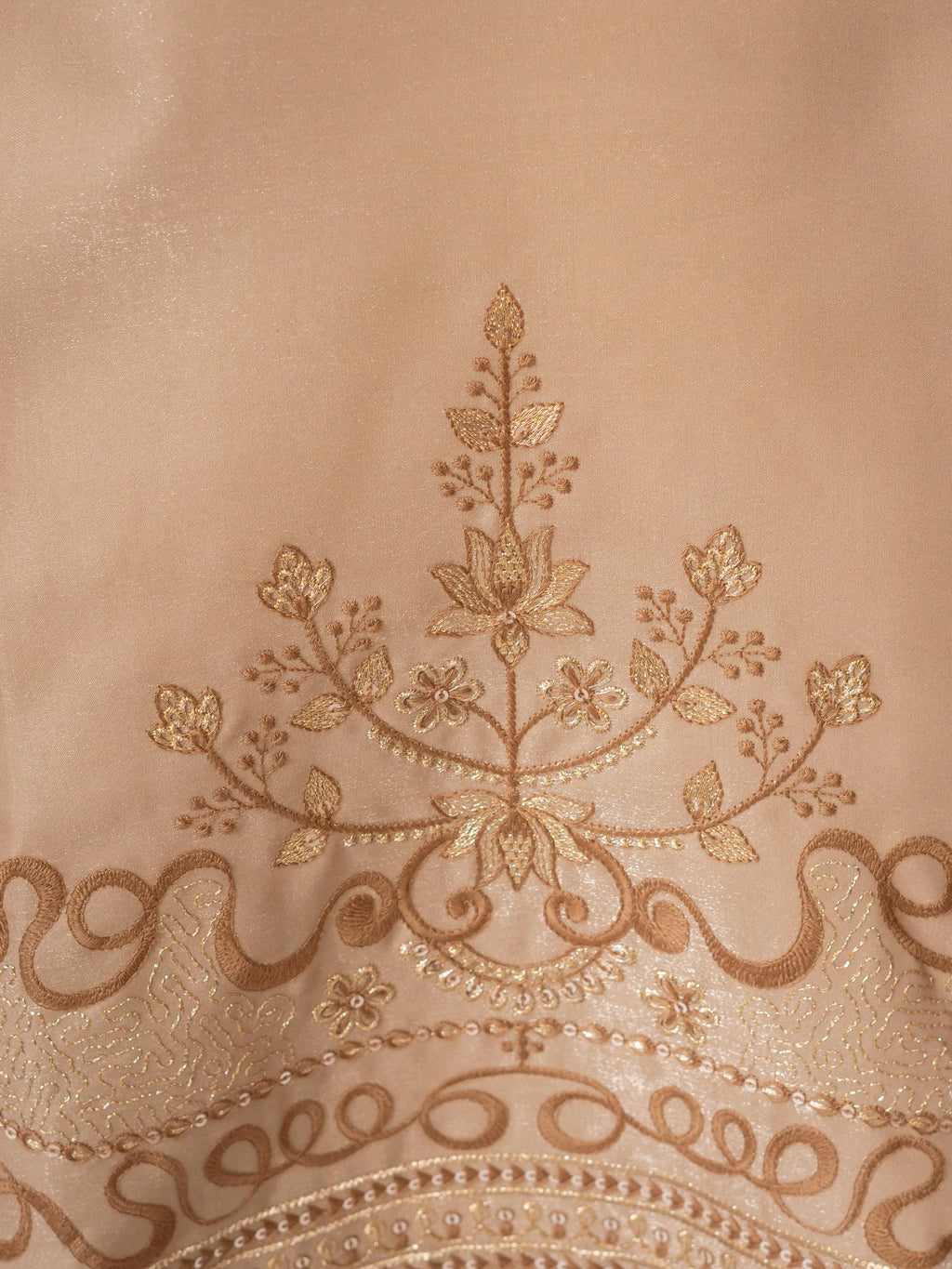 Beige Roman Silk Embroidery Kurta Set | Tulip Designer