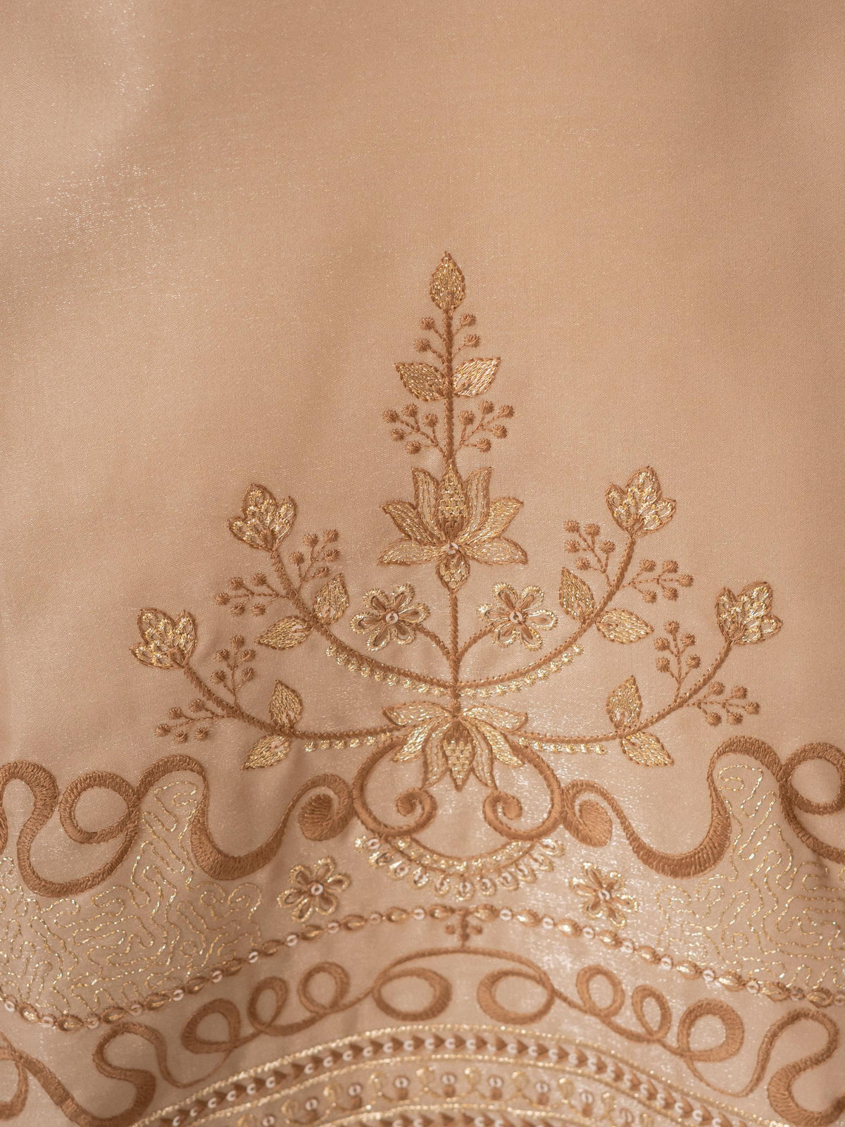 Beige Roman Silk Embroidery Kurta Set | Tulip Designer