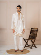 White Fancy Embroidery Kurta Set | Tulip Designer